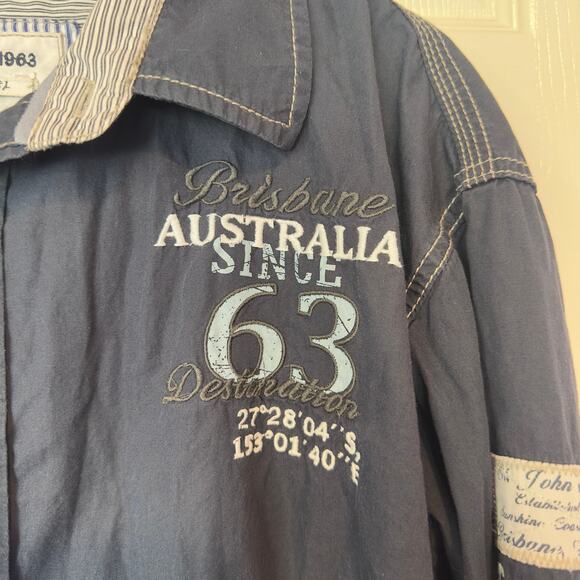 Camp David Australia Men’s Button Down Embroidered Shirt Size XL Graphic Rugby - Picture 6 of 9